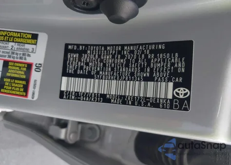 2018 Toyota Corolla Le z USA, uszkodzony, nr VIN 5YFBURHEXJP811345